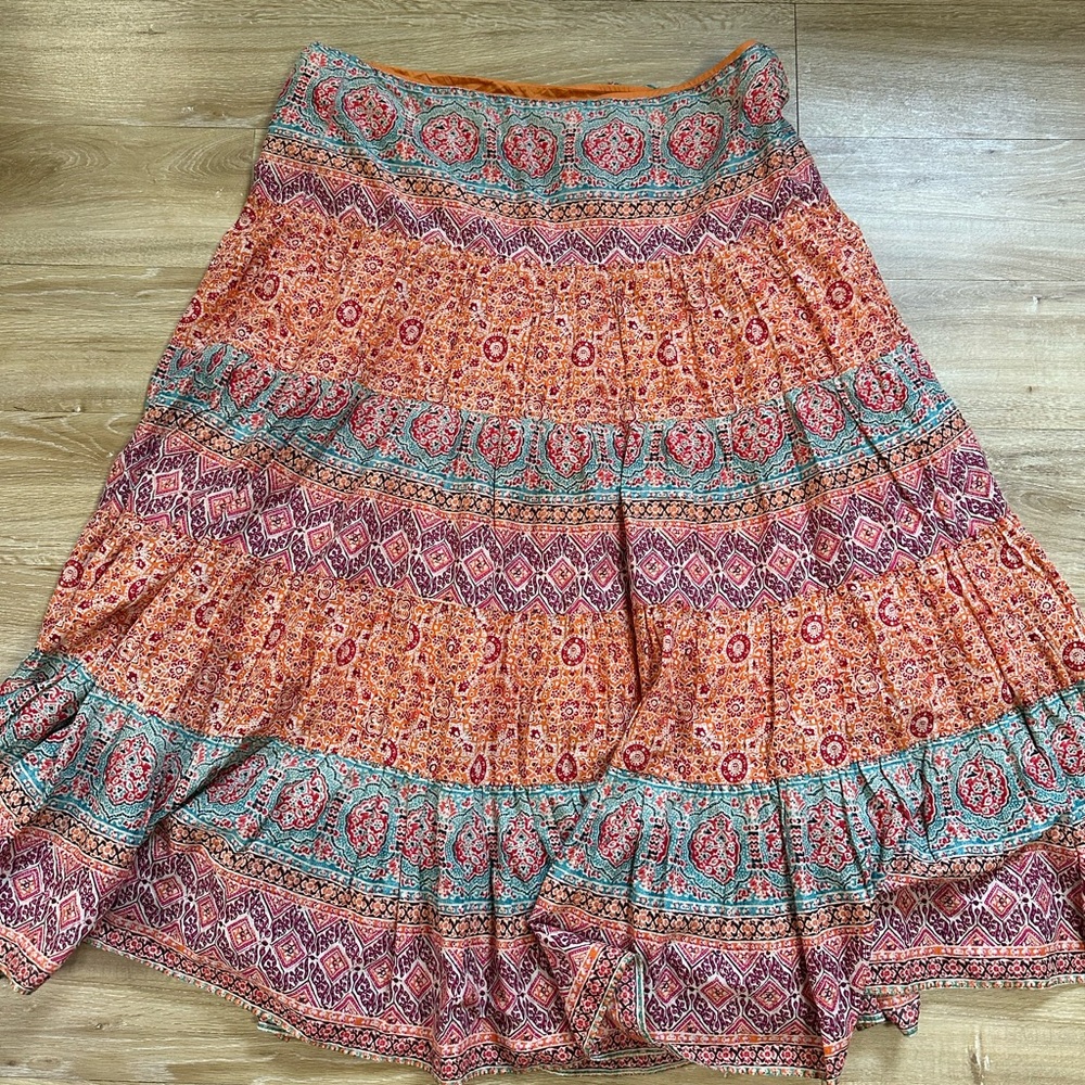 LRL Ralph Lauren Womens Skirt Rainbow Boho Tiered Cottage Peasant Fiesta XL - Picture 2 of 9